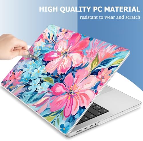 Mektron for 2026 MacBook Pro 14-inch M5 Case A3427 A3426 Fits 2025-2021 A3434 M4 A3112 A3401 A3185 M3 A2918 A2992 M2 A2779 M1 A2442 Pro/Max, Printed Hard Shell Laptop Cover, Hand-Painted Flowers - Image 4