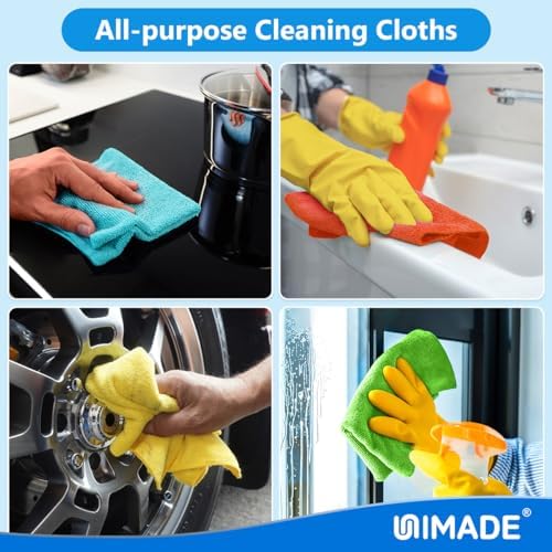 UNIMADE Microfiber Cleaning Cloth, 150PK Reusable Shop Rags Bulk - Image 7
