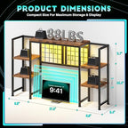 REIBII 5-Tier Desk Shelf with LED for Home Office Dorm, Rustic Brown - Image 2