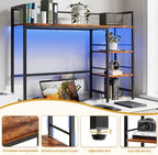 HavenlyYouth Desk Shelf with LED Light Strip, 3-Tier Storage Desktop Organizer Shelf, 38.6" Wood Desktop Bookshelf for Computer Monitor, Desk Hutch for Home Office Dorm, Rustic - Image 6