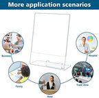 Remerry 12 Pcs Acrylic Sign Holder with Business Card Holder Slanted Paper Stand Clear Brochure Display Stand Heavy Duty Plastic Signs for Office Table Advertisement Flyer (8.5 x 11 Inch) - Image 6