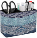 PU Leather Multi-Compartment Pen Holder Desktop Organizer Pencil Cup Storage Caddy for Office Home Supplies Boho Paisley India Bohemia Dark Navy by Unknown