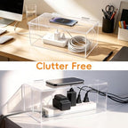 Cable Organizer Storage Box with Lid - Phone Charger Clear Organizer Case for Desk, Wire Organizers for Cords & Power Strips, Electronic Storage Box for Drawer Office Home - Transparent Acrylic - Image 6