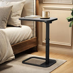 Kitstorack TV Tray Table, Adjustable Height & Rounded Metal Corners, Snack Table for Couch, Sofa, Bed, Chair, Living Room, C Shaped End Side Table for Eating, Dinner or Laptop, Small Spaces, Dark Gray - Image 2