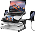 AboveTEK Laptop Stand, 20 Angles Two-Layer Height Adjustable Laptop Stands, Portable Laptop Riser with 360 Rotating Base Storage Space & Extra Phone Holders Compatible with 10''-17'' Laptops Black by AboveTEK