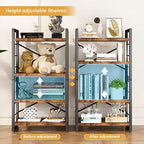 Homeiju Bookshelf, Dorm Desk Hutch, Desk Shelf Organizer, 4 Tier Stackable Bookcase, Adjustable Industrial Book Shelf Storage Organizer for Desktop, Living Room, Bedroom, Office,Rustic Black and Brown - Image 4