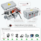 Hrensaw Medium Outdoor Electrical Box(10.6x5.5x4.5inch),Weatherproof Connection Box w/6 Cable Entry,IP54 Waterproof Extension Cord Cover Protect Power Strip,Timer,Plug,Holiday Lights,Grey (Pack of 2) - Image 2