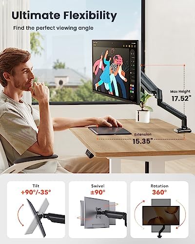 ErGear Single Monitor Arm for 13-36 Inch Screens, 22 lbs Capacity (Pack of 2) - Image 3