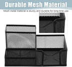 6 PCS Mesh Pen Holder Desk Organizer, Metal Pen Holder Sticky Notes Pencil Holder Caddy Desk Pen Organizer for Office Supplies Workspace School Home, Black - Image 3