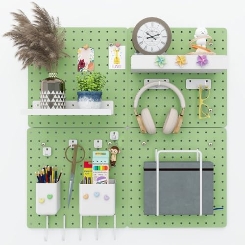 Metal Pegboard Combination Kit 4 Pack Peg Board and 26 Accessories by Soubeoii