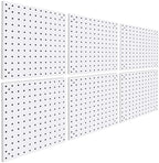 6 Pack Steel Peg Board,Universal 1/8 and 1/4 Pegboard Accessories,Ideal for Garage Tool Storage, Office Organization, Craft Room, Kitchen etc. (White, 6-12X12) by Daanxw