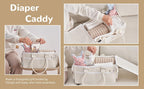 Portable Diaper Caddy, Large 17.1L Nursery Storage Basket with Handle, Baby Essentials Organizer for Changing Table, Travel Use, Beige - Image 5