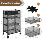 4-Tier Rolling Utility Cart with 3 Drawers, Craft Organizer and Storage with DIY Divider, Art-Craft Supplies with Caster Wheels, Multi-Functional Storage For Classroom, Office, Paints, Artifacts - Image 6