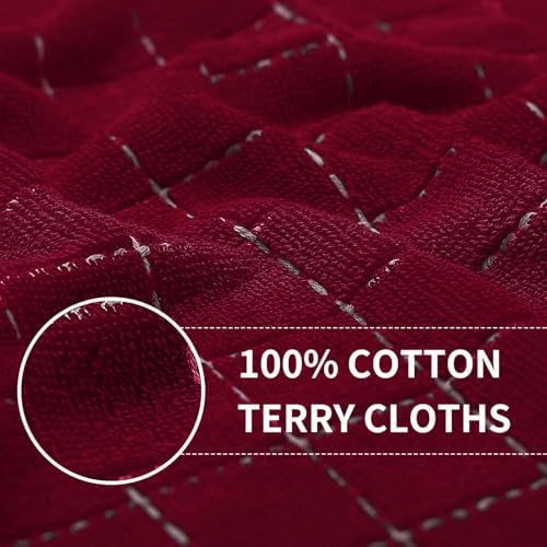 Homaxy Cotton Terry Kitchen Towels and Dishcloths Set of 16, Brick Red - Image 6