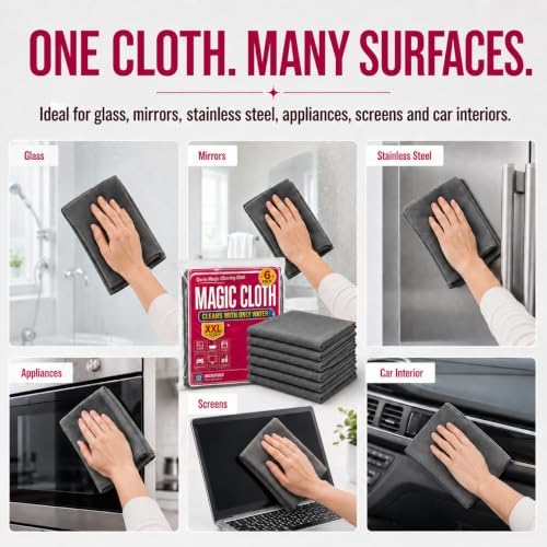 Genie Cloth Magic Cloth, Genie Magic Cleaning Cloths 6 Pack, XXL 16 x 12 Inch Microfiber Cleaning Cloths, Streak-Free & Lint-Free Magic Cloths for Windows, Glass, Stainless Steel, Screens and Cars - Image 6