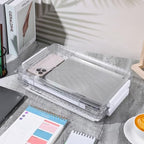 4 Pack Clear Plastic File Boxes with Handle, Modern Style, Stackable, Water Resistant, A4 Letter File, Document, Photo, Scrapbook Storage - Image 7