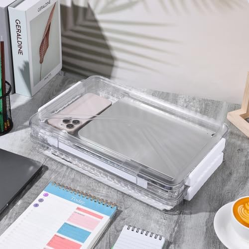 4 Pack Clear Plastic File Boxes with Handle, Modern Style, Stackable, Water Resistant, A4 Letter File, Document, Photo, Scrapbook Storage - Image 7