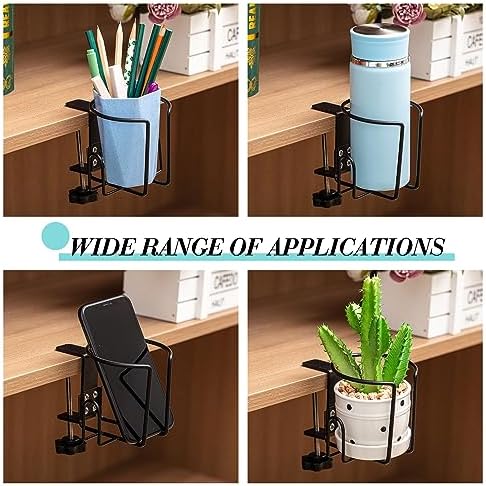 Hicarer 3 Pcs Large Desk Cup Holder, Clip on Table Cup Holder, Anti-Spill Drink for Lawn Chair, Horizontal or Vertical Mount, Black - Image 5