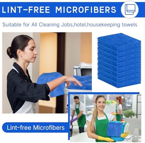 Macarrie 200 Microfiber Cleaning Cloths, 12 x 12 in, 200 GSM, Royal Blue - Image 4