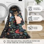 DUKINO 4x4 Square Area Rug, Soft Floral Washable Rug for Entryway, Black - Image 7
