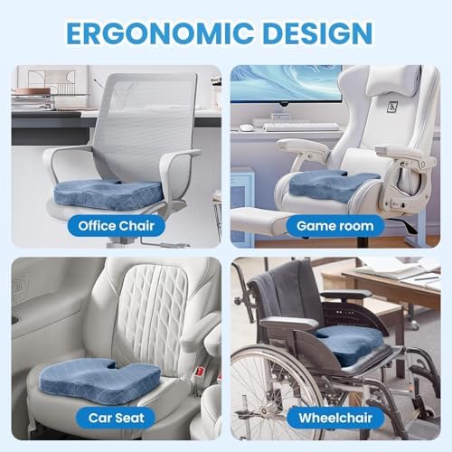 TushGuard Memory Foam Office Chair Seat Cushion - Light Blue, Large - Image 5