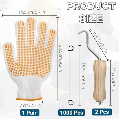 1000Pcs Double Loop 6 Inch Wire Rebar Ties, 16 Gauge Cable Rebar Ties with Wire Tie Twister Tools and Gloves for Securing Reinforcing Steel Bars - Image 2