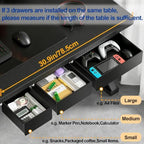 Under Desk Storage Drawer Organizer,3 Pack Self-Adhesive Slide Out Desk Drawers Under Table for Shelf,Office Supplies,Home,Large & Medium & Small,Black - Image 4