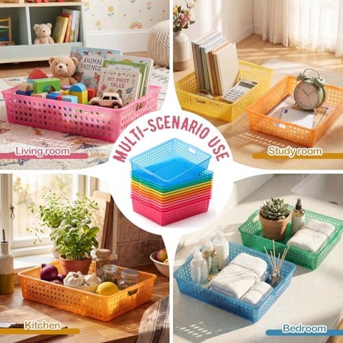 Geetery 12 Pack Classroom Storage Baskets with Handle,Translucent Colors - Image 5