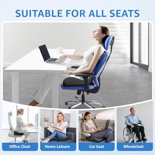 Sytopia Extra Large Office Chair Cushion, 19" x 17" Ergonomic Memory Foam Seat Cushion, Pressure Relief for Tailbone Pain, Sciatica & Hip Pain, Booster Pad for Sitting & Driving, Extra Cover (Black) - Image 7