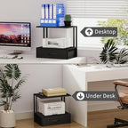Printer Stand with Storage for Desk, with Fabric Drawer Desktop Printer Stand Shelf Organzier for Home Office, for Above and Under Desk Printer Table, Fax Machine Copier Scanner, Black - Image 6