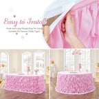 Leegleri 14ft Pink Tutu Table Skirt Tulle Curly Willow Table Skirt for Rectangle&Round Table,Tutu Ruffle Tablecloth for Princess Girls 1st Baby Girl Birthday Party,Baby Shower Decoration,Gender Reveal - Image 5