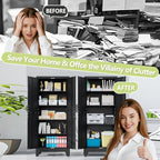 Black Kitchen Pantry Cabinets, 71 Metal Lockable Storage for Office - Image 5