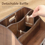 Rebee Vision Acacia Wood Mail Organizer for Desk with Drawer, Brown - Image 5