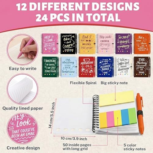 Sprial Notebooks with Pens Bulk, 48 Pack, 5.5 x 4.7 Inch Sarcastic - Image 3