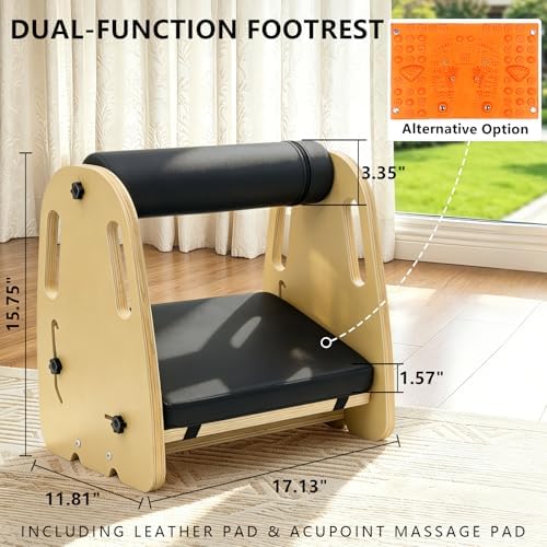 Under Desk Footrest,Massage & Leather Pads,3 Height Levels-Orange - Image 2