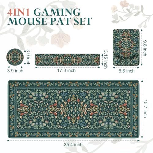iCasso Mouse Pad with Wrist Rest,Ergonomic Large Desk Mat Set, Deep Green - Image 2