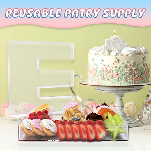 13.8" Extra Large Acrylic Letter Charcuterie Board Box, Reusable Fillable Letter Cake Candy Dish Display Serving Tray for Birthday Anniversary Party Decoration (E) - Image 4