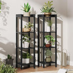 HOOBRO Small Bookcase, Industrial Style Bookshelf for Narrow Spaces, 4-Tier Square Book Shelf Stand, Easy to Install, Wooden Storage Rack Display Shelf, Corner Shelf for Living Room, Black BK08CJ01 - Image 2