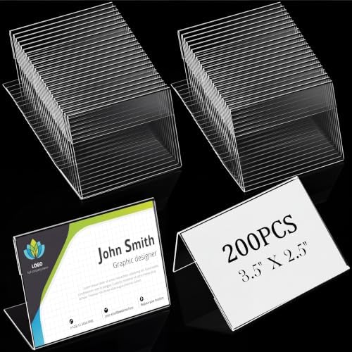 Teling 200 Pcs 3.5x2.5 Mini Acrylic Sign Holder Slant Back Display Stands by Teling