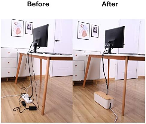 Changsuo Cable Management Box Set Cable Organizer Boxes for Extension Cord Power Stripe Surge Protector Wire Management Organizer Cover Hider for Desk Home Office Kitchen (Small & Large White) - Image 2
