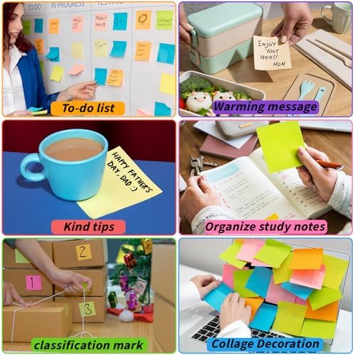 100 Pack Sticky Notes Bulk 3x3 Inch Colorful Self Stick Note Pads - Image 5