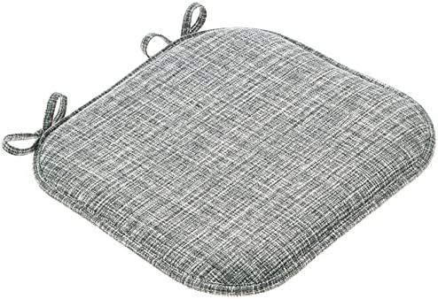 Sweet Home Collection Chair Cushion Memory Foam Pads with Ties Honeycomb Pattern Slip Non Skid Rubber Back Rounded Square 16" x 16" Seat Cover, 4 Pack, Aria Multi Gray by SweetHomeCollection
