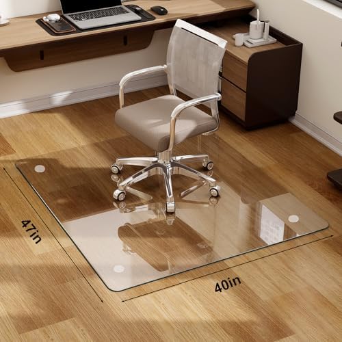 40"X47" Tempered Glass-Glass Chair Mat, Heavy Duty Hard Floor Mat - Image 4