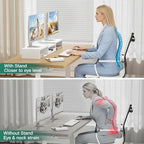 OPNICE Dual Computer Monitor Stand Riser, Desk Organizer with Drawer, Office Desk Accessories & Workspace Organizers for Home Office Supplies, White - Image 6