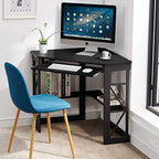 VECELO Corner Computer Desk 41 x 30 inches with Smooth Keyboard & Storage Shelves for Home Office Workstation, Black - Image 6