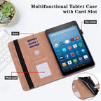 for Kindle Fire HD 8 Tablet Case (2018/2017/2016,8th/7th/6th Generation) 8 inch, PU Leather Flip Case with Pen Holder Elastic Band & Card Slots for Kindle Fire HD 8 8th Gen - Silver Flower - Image 4