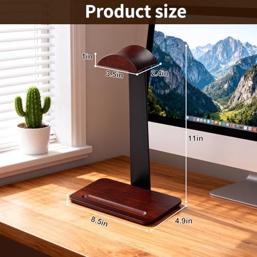 Walnut Wood Headphone Stand with Pen Holder - Image 6