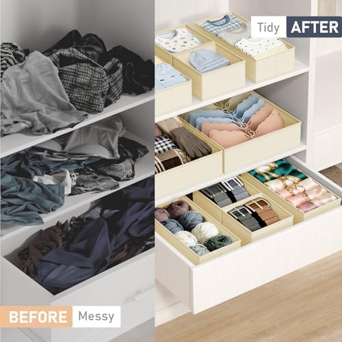 DIMJ Drawer Organizer Clothes Storage - 28 Pack Baby Dresser Organizer for Nursery, Foldable Closet Drawer Organizer Bins for Bedroom Organization, Fabric Storage Dividers for Socks, Underwears, Bras - Image 5