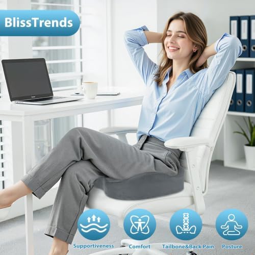 BlissTrends Extra Thick Seat Cushion for Office Chair & Car Seat, LightGrey - Image 4