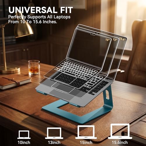 SOUNDANCE Laptop Stand, Aluminum Ergonomic Desk Riser, 10-15.6", Navy Blue - Image 5